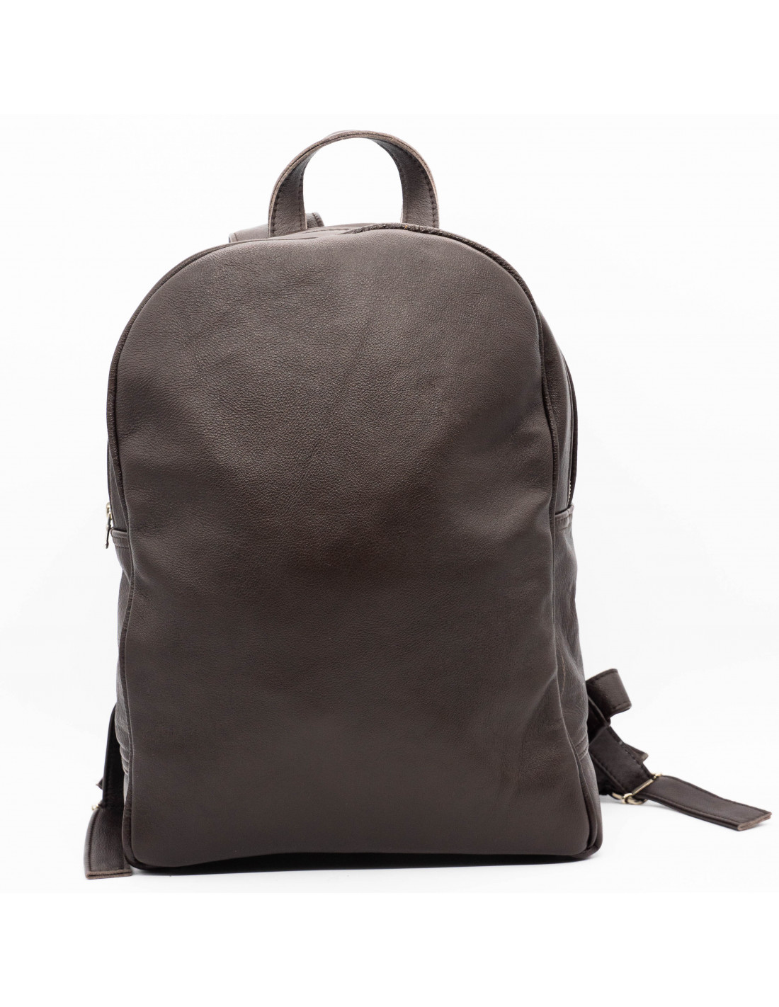 Bespoke 'HH' Metal Initials Dark Brown Leather Backpack with Embossed