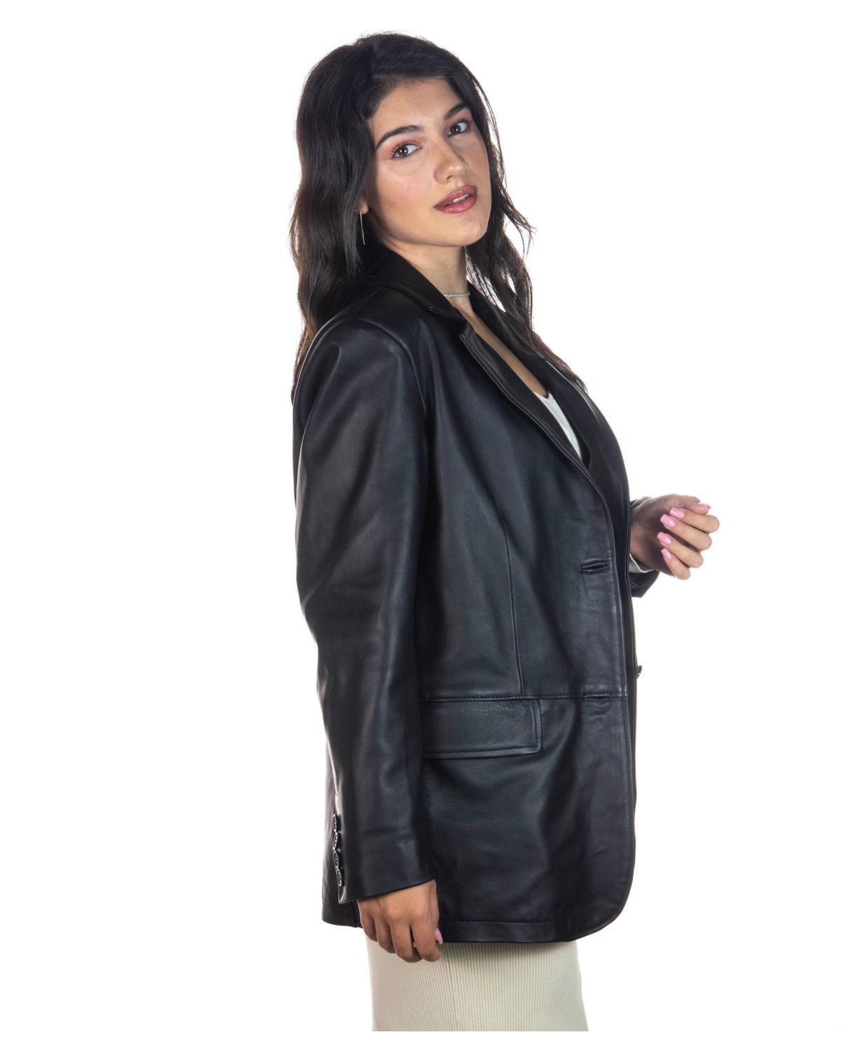 women's genuine leather blazer