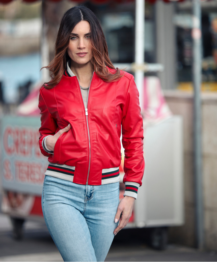 Alpha Industries bomber jacket women's red color | buy on PRM